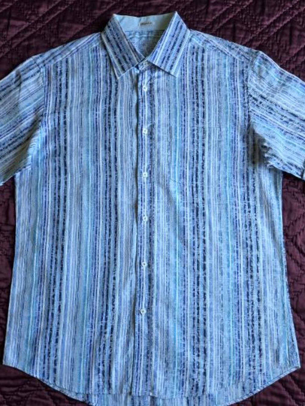 Bugatchi- Short sleeve- Shaped Fit- Blue/Multi-color